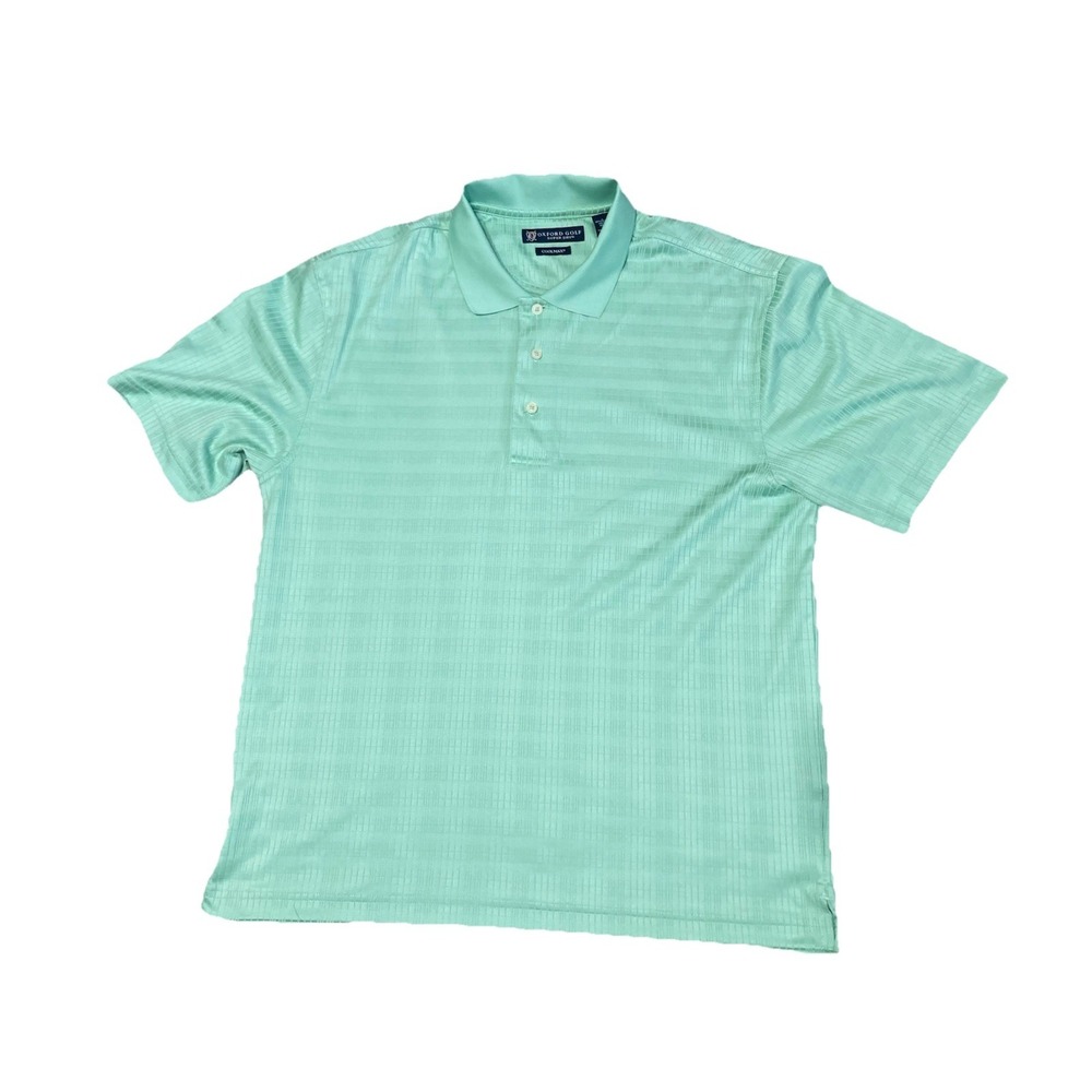 Oxford Golf Polo Shirt Mens L Green CoolMax Short Sleeve Performance Golf